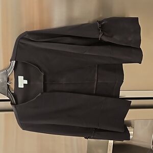 💕VERONICA M💕 Open Front 3/4 Ruffle Bell Sleeve Jacket ~ Black Medium